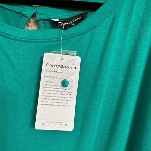 PrettyGarden Kelly Green Loose Off The Shoulder Stretchy Pants Romper M NWT - Picture 4 of 9